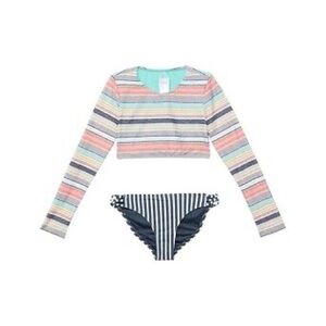 O’Neill Cruz Striped Long Sleeve crop Bikini Set